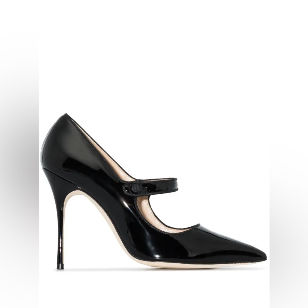 ❌SOLD❌ Manolo Blahnik Campari 105mm Mary Jane Heels Black Patent Leather 39 - Picture 2 of 11
